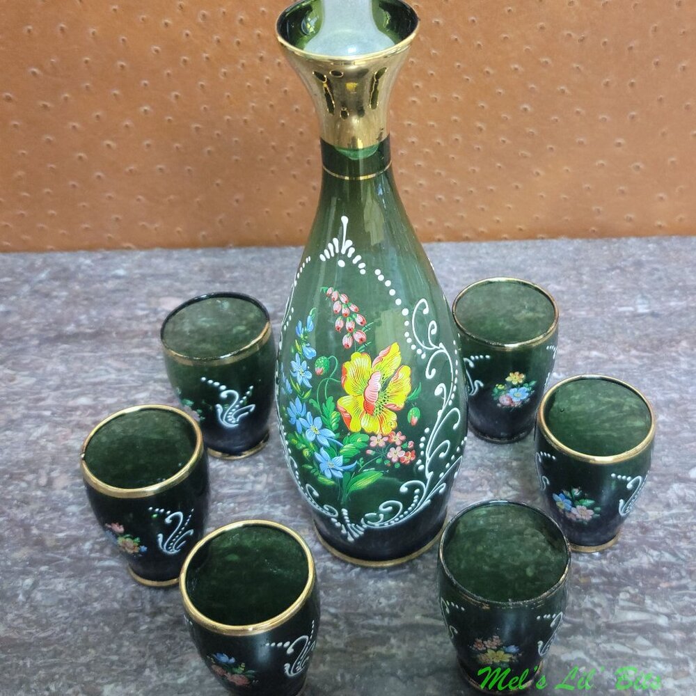 Vintage Murano Glass Decanter And Glasses Set